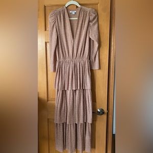 Sabina Musayev long sleeve dress dusty rose, tiered